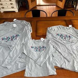 J. Crew Gray Long Sleeve Tee (family set) with Holiday Graphic
